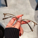 Olive browline semi rimless anti blue light glasses women vintage square metal eyeglass frame